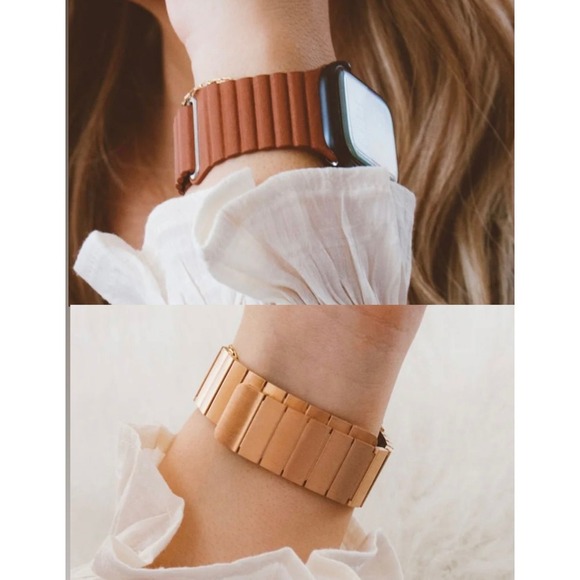Bundle of 2 Shop Andi Magnetic Apple Watch Bands – 45mm – Rose Gold & Brown - Picture 1 of 5